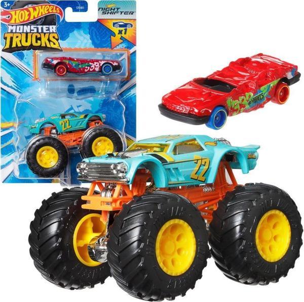 Hot Wheels Monster Trucks ve Araba Seti 1:64 Arabalar NIGHT SHIFTER GRH81-HWN36 - Image 1