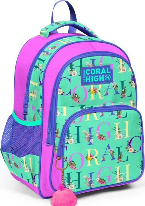 Coral High Açık Yeşil Pembe Yazılı İlkokul Okul Sırt Çantası - Kız Çocuk - Image 1