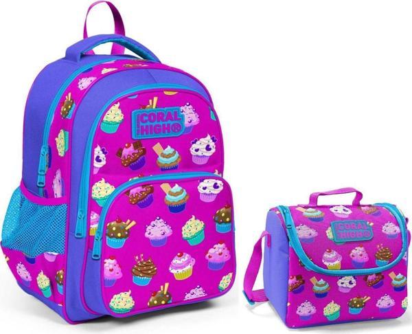 Coral High Cupcake İlkokul Sırt Çantası ve Beslenme Çantası - Kız Çocuk - Image 1