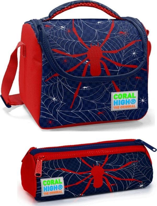 Coral High Erkek Çocuk Lacivert Kırmızı Örümcek Beslenme Çantası Seti - Image 1