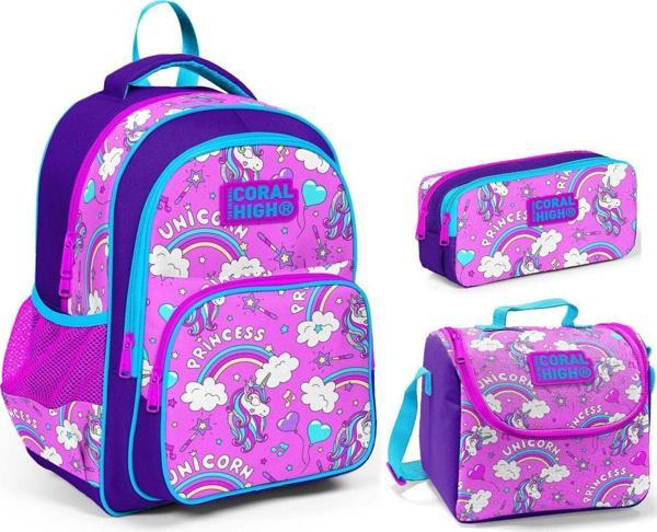 Coral High Kids Kız Çocuk İlkokul Çanta Seti - Unicorn - Image 1