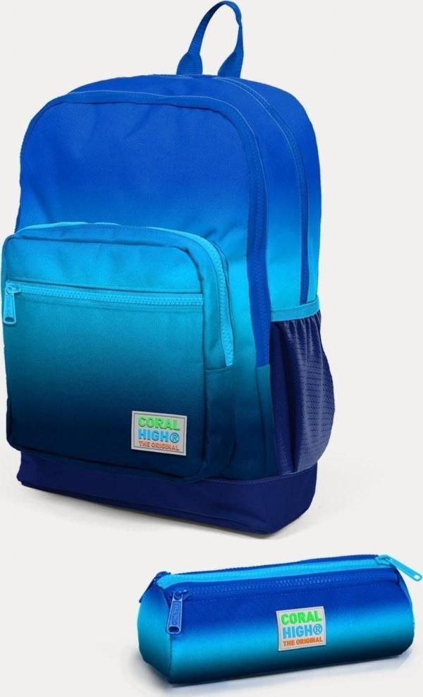 Coral High Kids Lacivert Mavi Renk Geçişli 2'li Okul Çanta Seti - Erkek Çocuk - Image 1