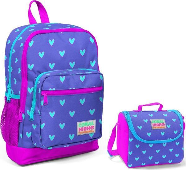 Coral High Kalp Baskılı Kız Çocuk İlkokul Çantası ve Beslenme Seti - Image 1