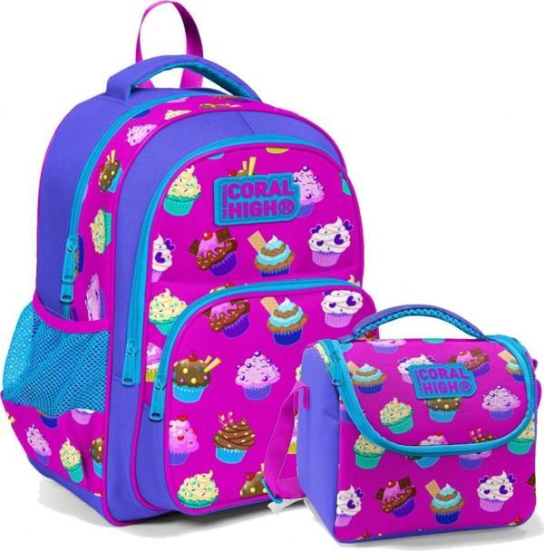 Coral High Kız Çocuk Cupcake  İlkokul Sırt Çantası ve Beslenme Çantası - Image 1