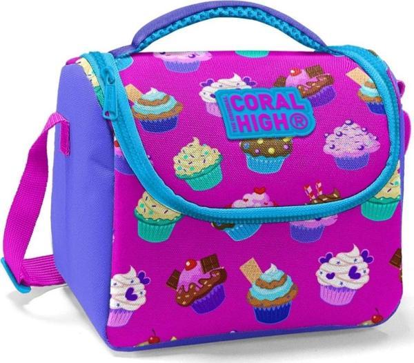 Coral High Kız Çocuk Lavanta Mor Cupcake Okul Beslenme Çantası - Isı Yalıtımlı - Image 1