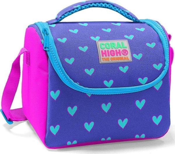 Coral High Kız Çocuk Pembe Lavanta Kalp Okul Beslenme Çantası - Thermo Yalıtımlı - Image 1