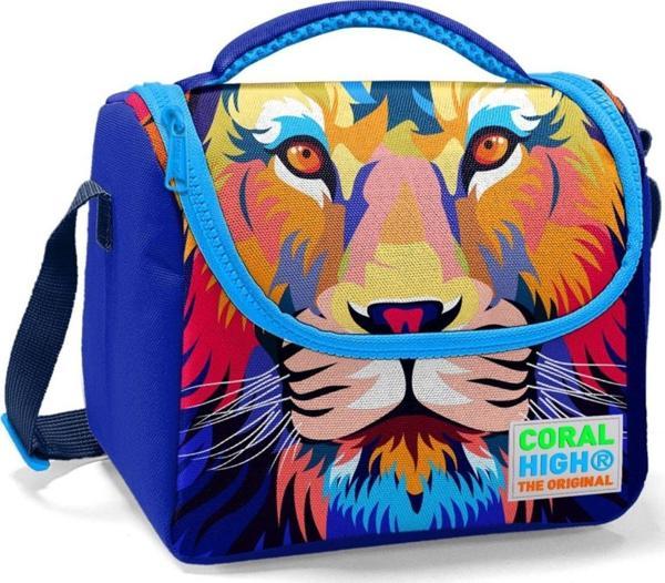 Coral High Mavi Aslan Desenli İlkokul Okul Beslenme Çantası - Erkek Çocuk - Termal Astarlı - Image 1