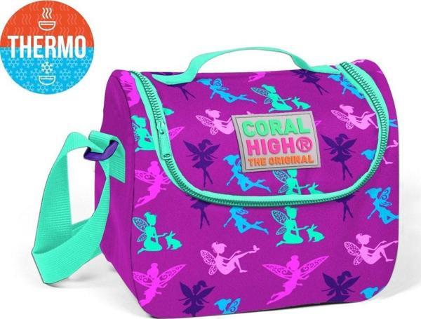 Coral High Mor Peri Desenli Termoslu Beslenme Çantası - Kız Çocuk - Image 1