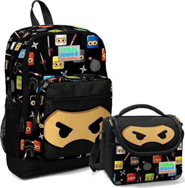 Coral High Ninja Baskılı Erkek Çocuk İlköğretim Okul Sırt Çantası ve Beslenme Çanta Seti - Image 1