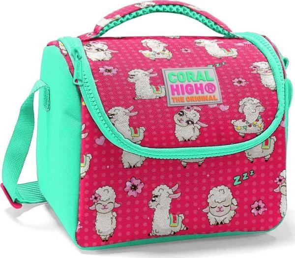 Coral High Kız Çocuk Yeşil Pembe Lama Okul Beslenme Çantası - Thermo Yalıtımlı - Image 1
