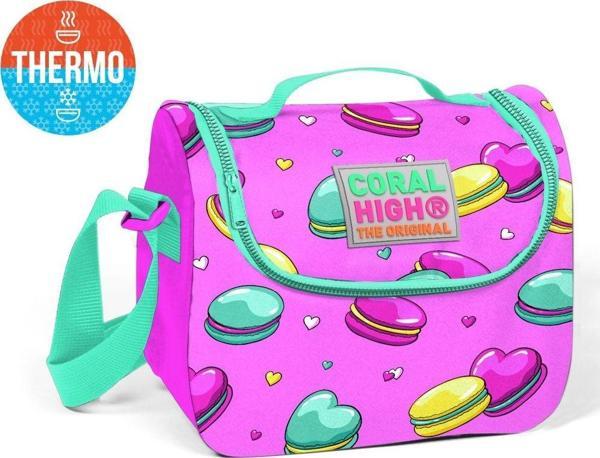 Coral High Pembe Makaron Desenli Termoslu Beslenme Çantası - Kız Çocuk - Image 1