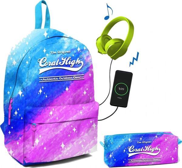 Coral High Pembe Mavi Okul ve Günlük Çanta Seti - Image 1