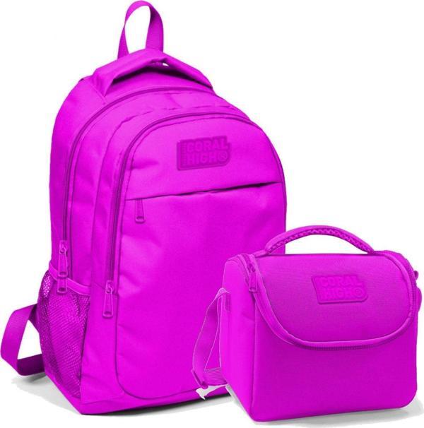 Coral High Okul Sırt Çantası ve Beslenme Çantası Kız Çocuk Pembe - Image 1