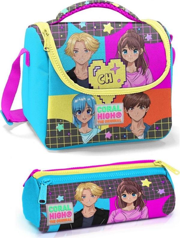 Coral High Mor Mavi Anime Kız Çocuk Beslenme Çantası Seti - Image 1
