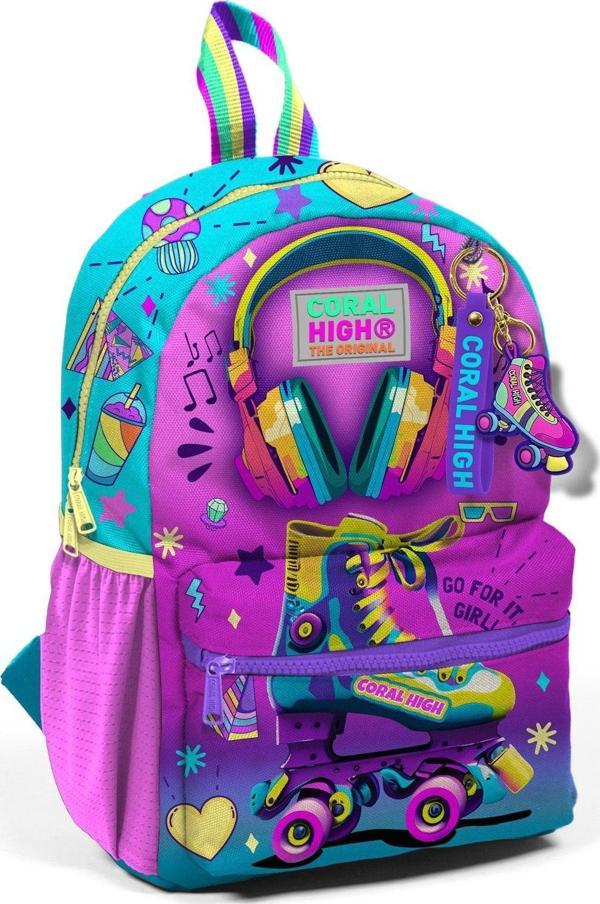 Coral High Pembe Turkuaz Kulaklık Paten Mini Yuva Sırt Çantası - Kız Çocuk - Image 1