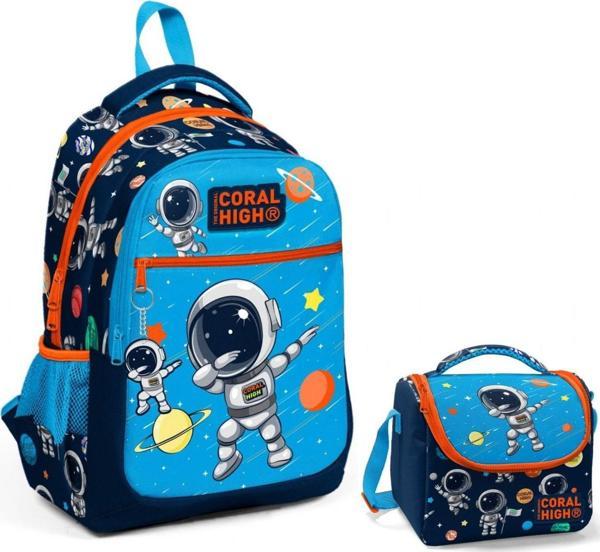 Coral High Lacivert Mavi Astronot İlkokul Okul Sırt ve Beslenme Çantası Seti - Erkek Çocuk - Image 1