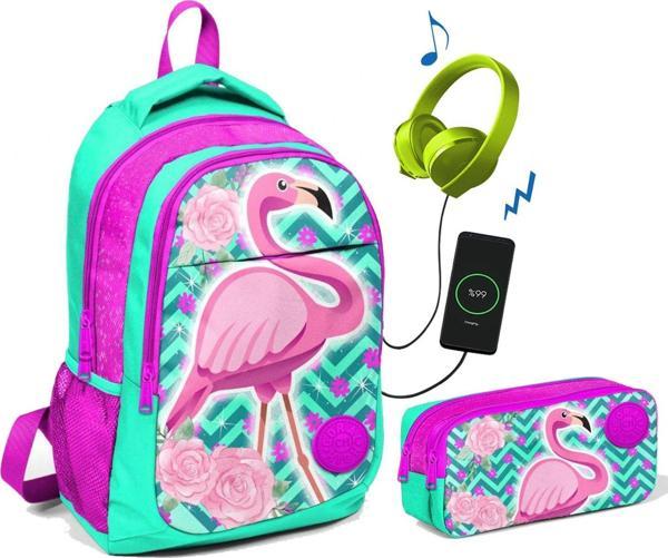 Coral High Pembe/Yeşil Flamingo Baskılı Okul Çanta Seti - Kız Çocuk - Image 1