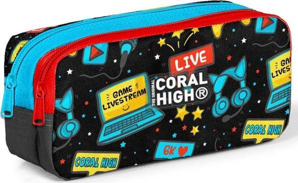Coral High Siyah Mavi Gamer İki Bölmeli Kalem Çantası - Erkek Çocuk - Image 1