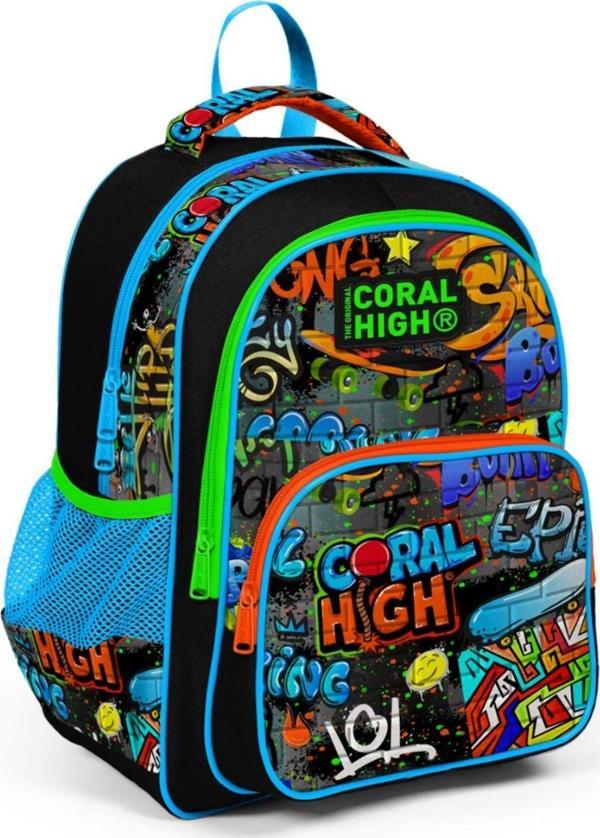 Coral High Siyah Mavi Grafiti İlkokul Okul Sırt Çantası - Erkek Çocuk - Image 1