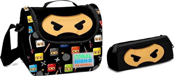 Coral High Siyah Ninja Erkek Çocuk Beslenme ve Kalemlik Seti - Image 1