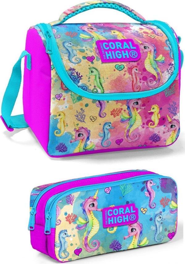Coral High Pembe Denizatı Kız Çocuk Beslenme Çantası Seti - Image 1