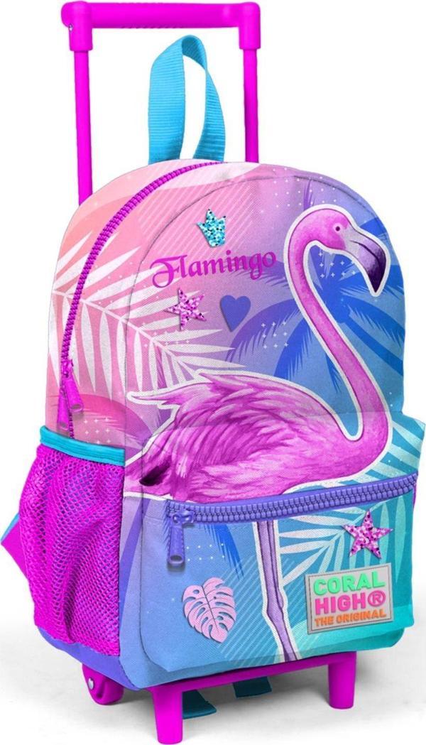 Coral High Pembe Flamingo Baskılı Anaokul Çekçek Çantası - Kız Çocuk - Image 1