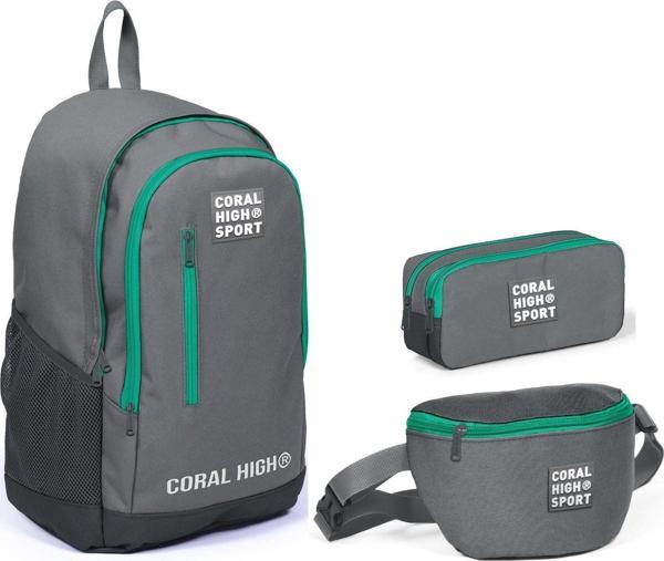 Coral High Sport Açık Gri Ortaokul Lise Sırt Çanta Seti - Image 1