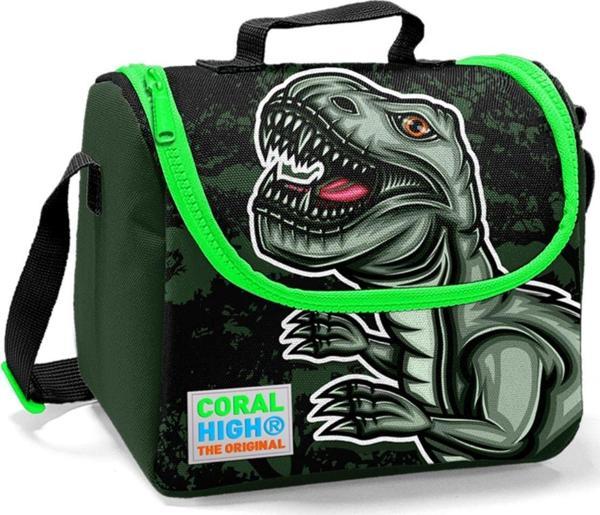Coral High Yeşil Dinazor Baskılı Termoslu Beslenme Çantası - Erkek Çocuk - Image 1