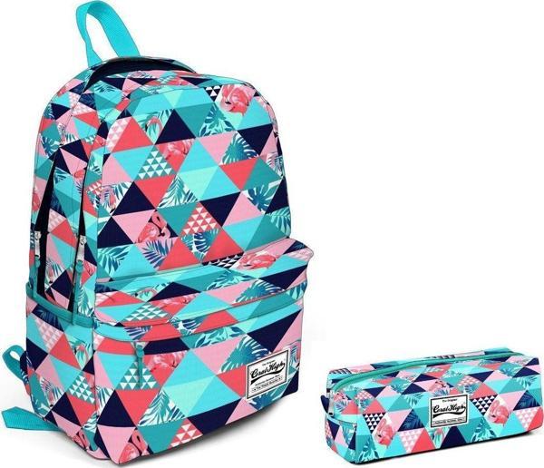 Coral High Yeşil Flamingo Desenli Kız Çocuk Okul Çanta Seti - Image 1