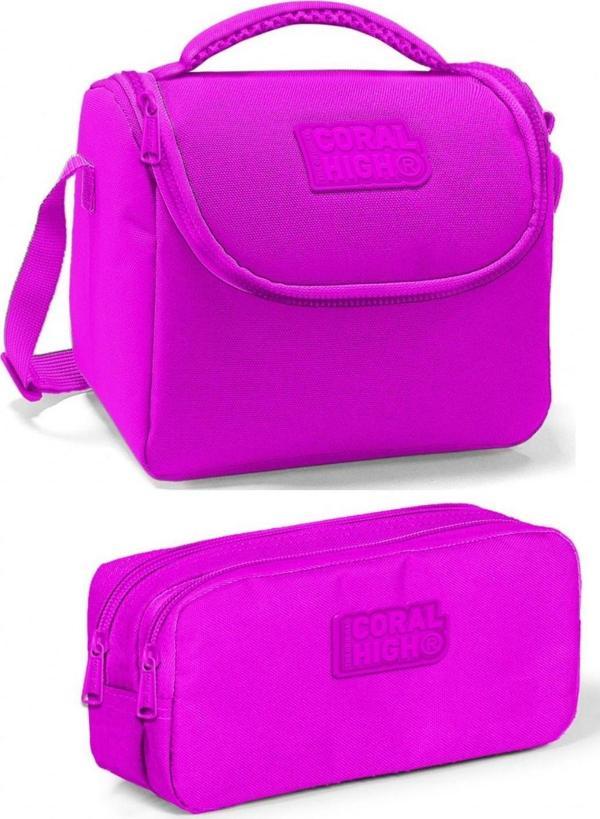 Coral High Pembe Kız Çocuk Beslenme Çantası Seti - Image 1