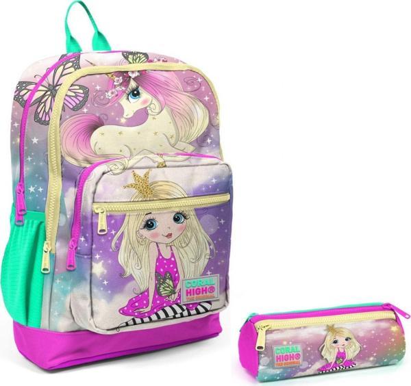 Coral High Su Yeşili Unicorn İlkokul Sırt Çantası ve Kalemlik Seti - Image 1