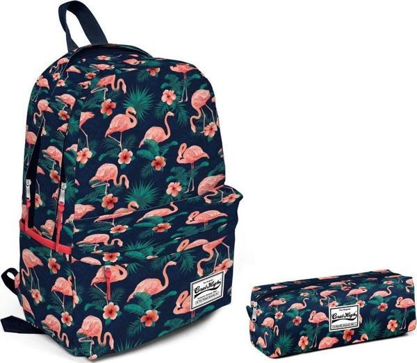 Coral High Yeşil Pembe Flamingolar Kız Çocuk Okul Çanta Seti - Image 1