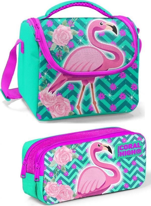 Coral High Yeşil Pembe Unicorn Kız Çocuk Beslenme Çantası Seti - Image 1