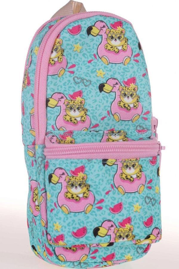 Kaukko Nature Junior Bag Aslan ve Flamingo Kalem Çantası - Kız Çocuk - Image 1