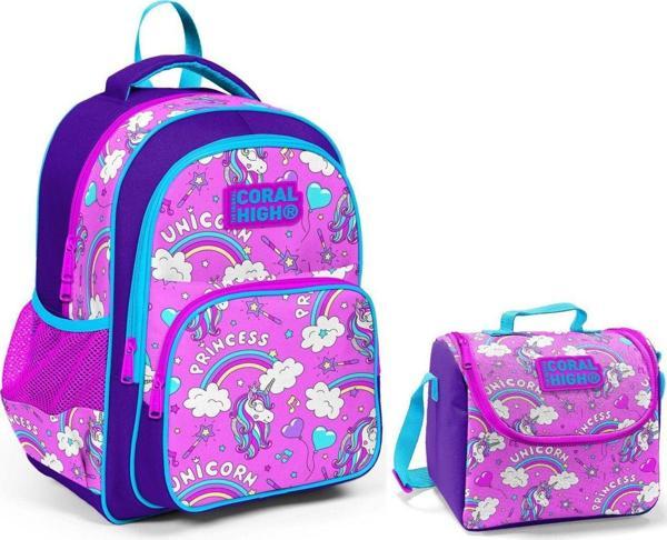 Coral High Unicorn İlkokul Sırt Çantası ve Beslenme Çantası - Kız Çocuk - Image 1