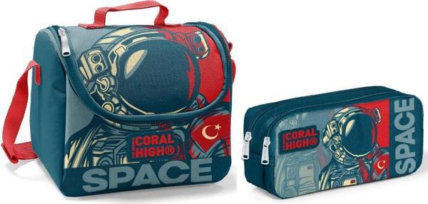 Coral High Beslenme Çantası ve Kalemlik Takım - Lacivert - Astronot - Erkek Çocuk - Image 1