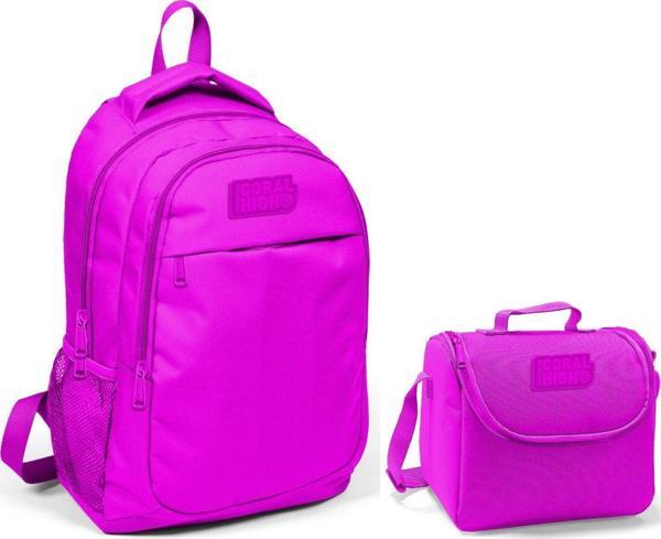 Coral High Kız Çocuk Pembe Okul Sırt Çantası ve Beslenme Çantası - Image 1