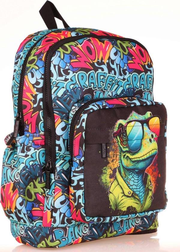 Kaukko Kids Sevimli Bukalemun Erkek Çocuk Okul Sırt Çantası - Image 1