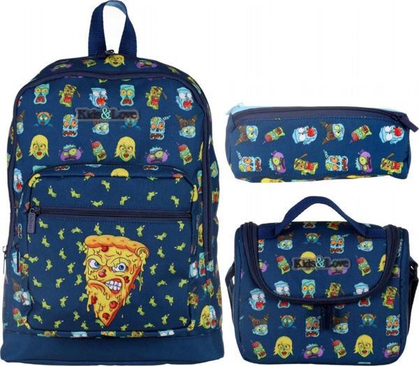 Kaukko Kids&Love Lacivert Zombie Pizza İlkokul Çanta Seti - Erkek Çocuk - Image 1