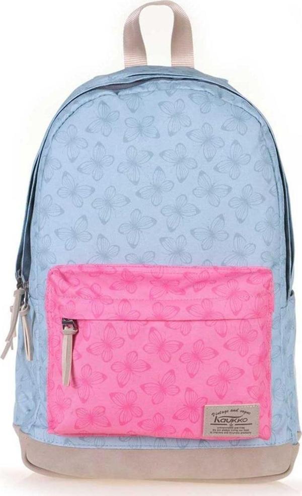 Kaukko Wichlight Butterfly Kız Çocuk Okul ve Günlük Sırt Çantası - Mavi Pembe - Image 1