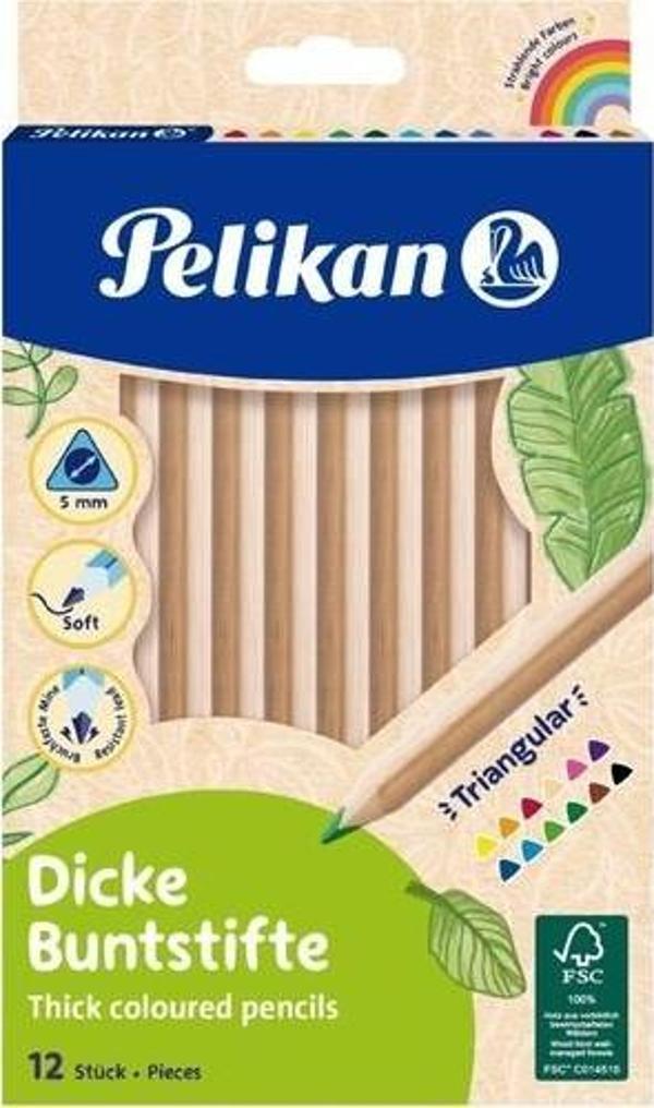 Pelikan Kuru Boya Kalemi Jumbo Ahşap Gövdeli 12 Renk p-700047 - Image 1