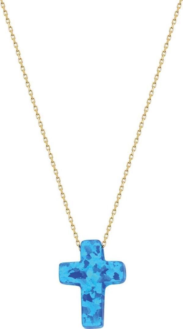 Glorria Altın Opal Haç Kolye - Image 1