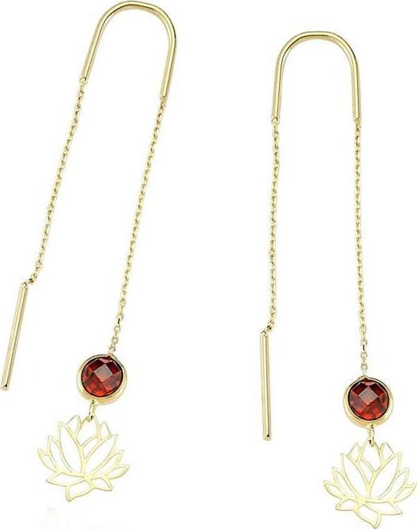 Glorria Altın Lotus Çiçeği Küpe - Image 1