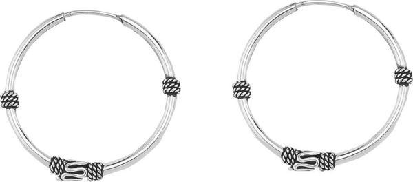 Glorria Gümüş 2 cm Desenli Halka Küpe - Image 1