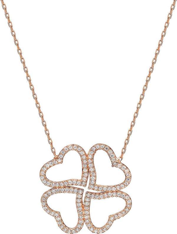 Glorria Gümüş Kalpli Yonca Kolye - Image 1