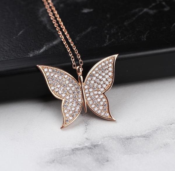 Glorria Gümüş Kelebek Kolye - Image 1