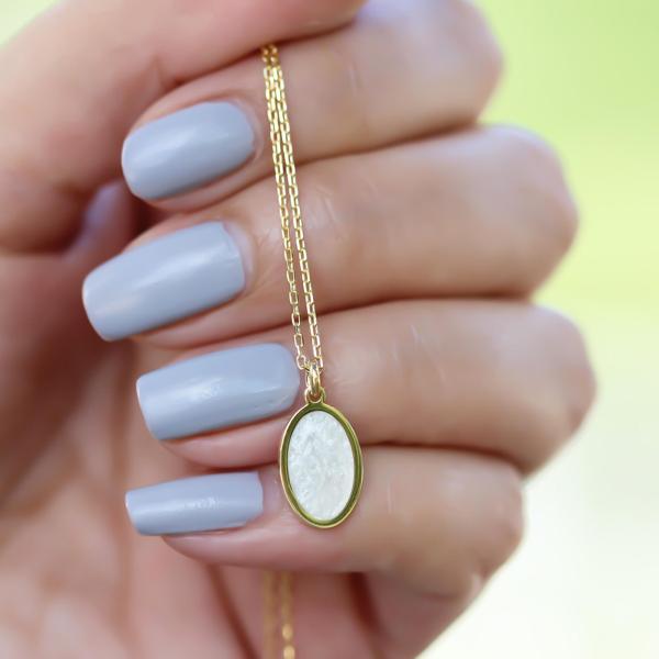 Glorria Gümüş Sedefli Geo Kolye - Image 1