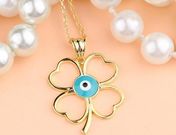 Glorria Gümüş Nazar Yonca Kolye - Image 1