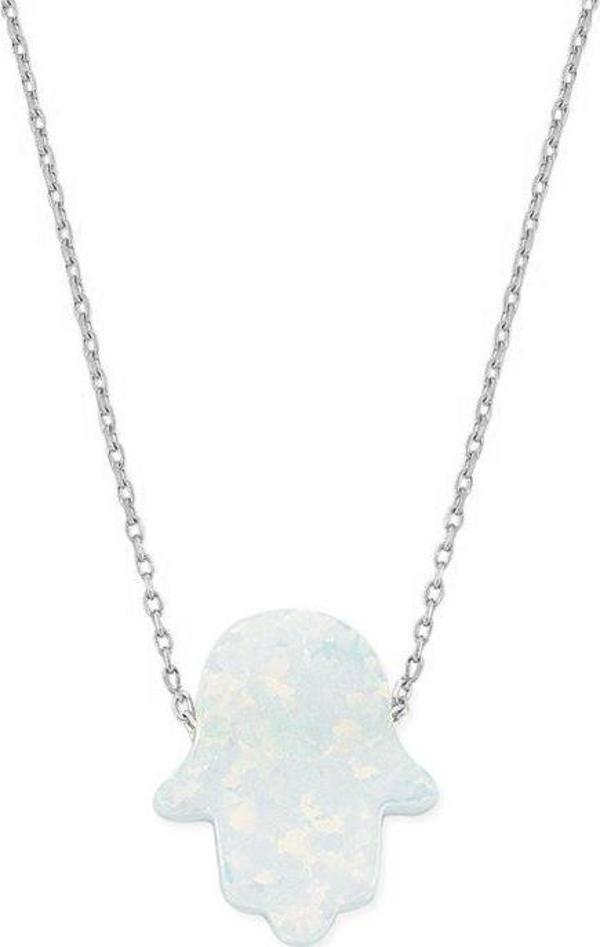 Glorria Gümüş Opal Taşlı Fatmanın Eli Kolye - Image 1