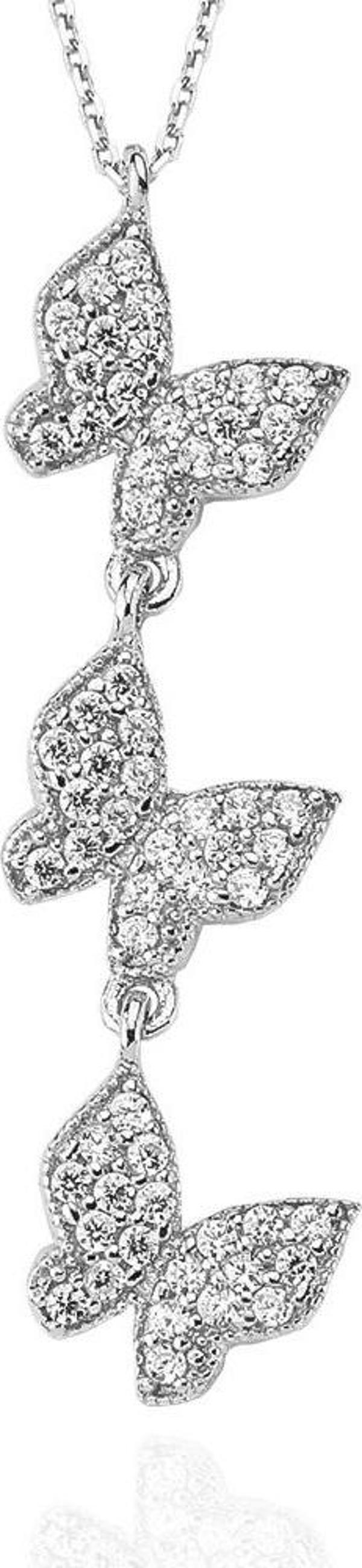 Glorria Gümüş Üç Kelebek Kolye - Image 1